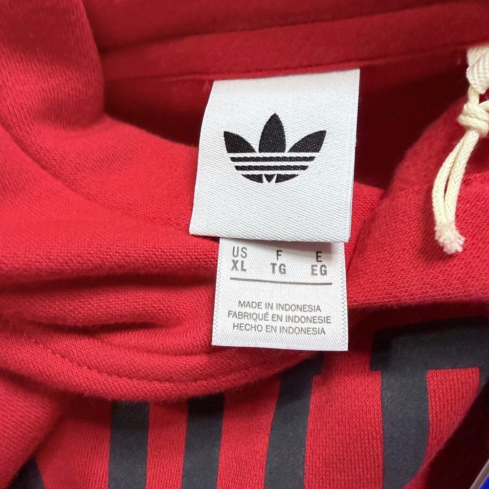 Adidas Originals Varsity Fleece Hoodie Red Graphic Logo KL0678 XL - Picture 3 of 5